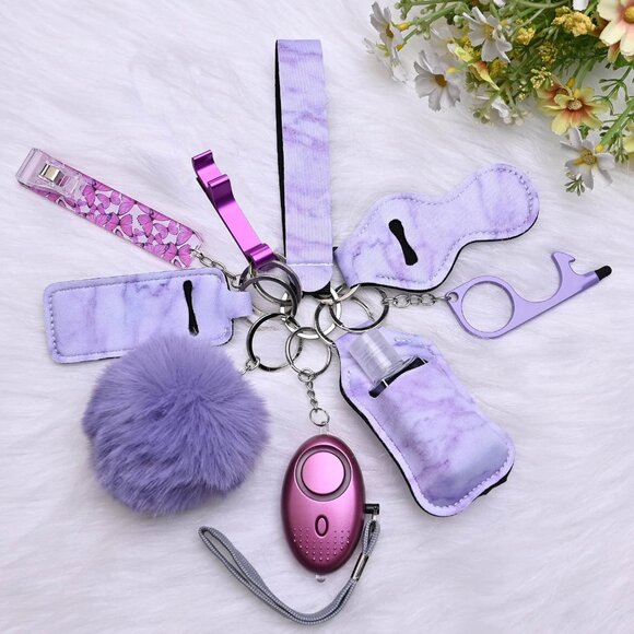 Self Defense Keychain Set for Women Girls 11 Pcs Safety Alarm Flashlight Gadget - Picture 6 of 8